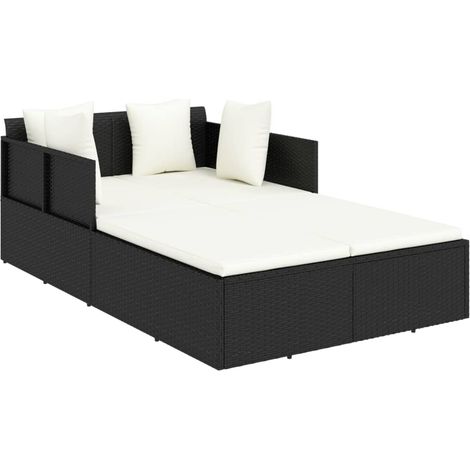 Maison Exclusive - Lettino con Cuscini Nero 182x118x63 cm in Polyrattan