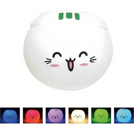 Luce Notturna LED Bambini Touch Ricaricabile USB Gatto Lampada Morbida Silicone