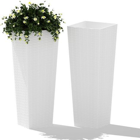 Lot de 2 grands pots en plastique - trous de drainage, intérieur/extérieur
