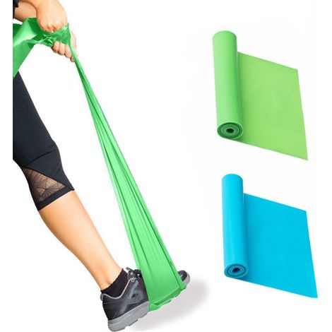 Naturel Latex Elastique Bandes d'exercice, DD Yoga Physiothérapie Fitness Stretch Entraînement Musculaire Pas de Résistance Bandes (Bleu&Vert)