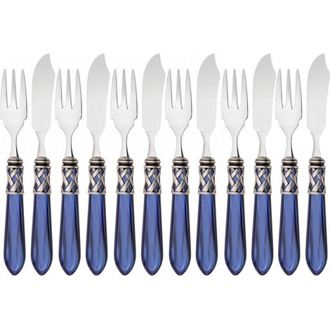 ALADDIN Ghiera Argento Anticato, Posate Set 12 pz Pesce, Casa