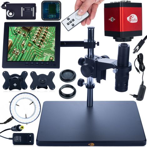 Microscopio digital Rosfix Earth Pro MCEP-0.5X + Pantalla de 8 pulgadas + Soporte + Iluminador LED ajustable de 56x + C谩mara Draco RED PRO
