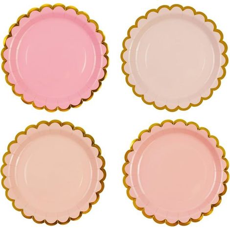 50 assiettes carton rose dégradé, festonnées 18 cm, vaisselle jetable anniversaire et barbecue