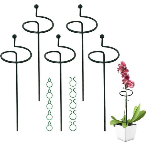 Lot de 5 supports empilables en métal pour plants de tomates, tuteurs de jardin avec pince de fixation pour fleurs de jardin et bonsaï (1/5)