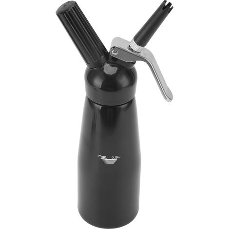 Siphon à crème chantante 500ml en acier inoxydable et aluminium avec 3 buses pour desserts et pâtisserie (1/5)