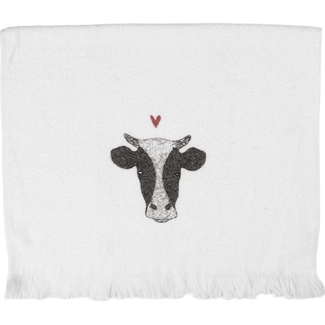 Serviette Invité Essuie-Mains en Coton Blanc Motif Vache pour Salle de Bain 40x66 cm - PANGIVO (1/3)