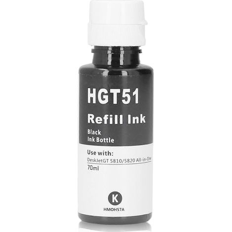Flacon de recharge de 70 ml d'encre noire pour imprimantes HP GT5810/5820