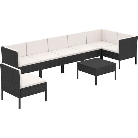 Maison Exclusive - Set Divani da Giardino 8 pz con Cuscini in Polyrattan Nero (1/5)