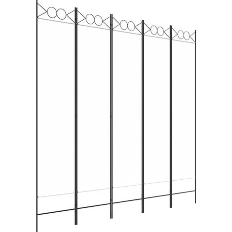 Paravent Cloison de séparation 5 panneaux, Pour Jardin, Balcon, Terrasse Blanc 200x200 cm Tissu OIB6298E (1/5)