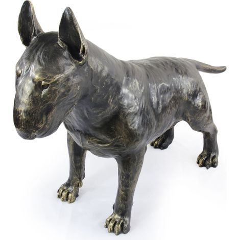 Bull Terrier: una estatuilla de perro de tamaño natural, una figura a escala 1:1, una estatua de jardín de Art-Dog. (1/5)