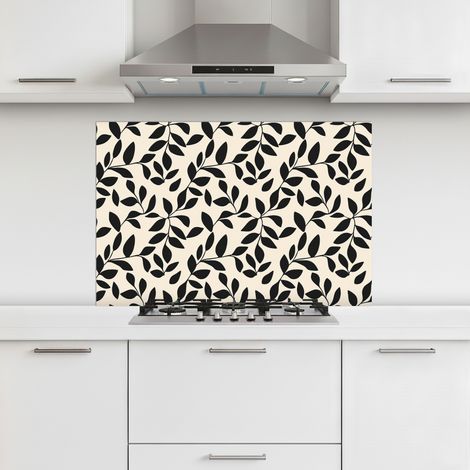 CRÉDENCE CUISINE Elégant - Motif - Noir - Beige 100x65 cm (1/5)