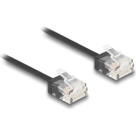 Delock rj45 cable de red cat.6 utp ultra slim 0,5 m negro con kurzen machon (1/2)