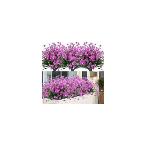 Plantes artificielles extérieures UV résistantes – 8 bottes de fleurs et arbustes en plastique réaliste pour jardin, porche, fenêtre ou décoration mariage (1/5)