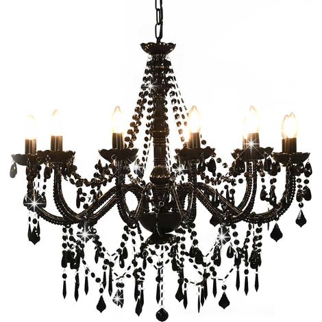 vidaXL Lustre avec perles Noir 12 ampoules E14 (1/5)