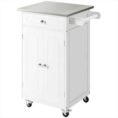 Desserte de cuisine roulante 60 x 45 x 85cm MDF blanc (1/5)