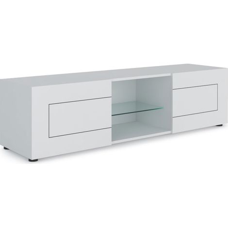 Mobile Tv 2 Ante Con Vano A Giorno 150x40x40 cm Elios Bianco Lucido