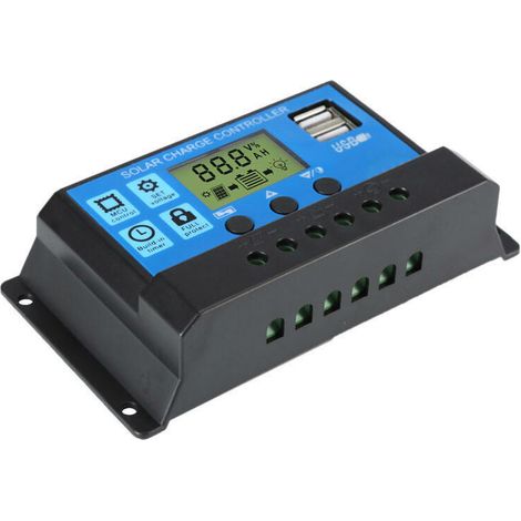 MPPT Solar Charge Controller with LCD Display 12V/24V Dual USB Solar Panel Smart Battery Regulator 40A Working Current