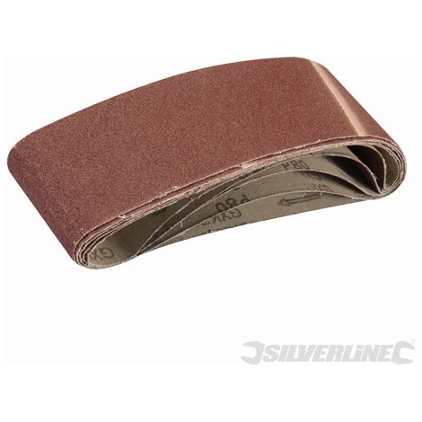 Silverline – Bandes abrasives 75x533 – Grain 80 pour ponçage bois dur – Lot de 5 – Corindon durable pour ébauche