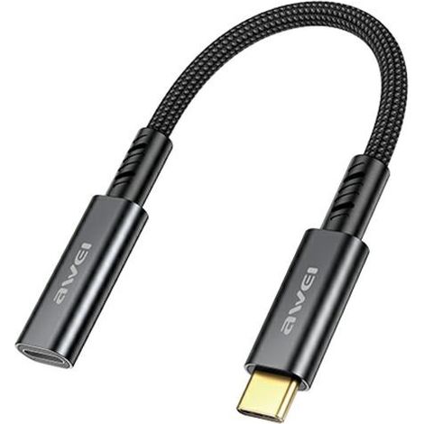 Awei USB-C-zu-USB-C-Adapter – Schnellladefunktion, Schwarz