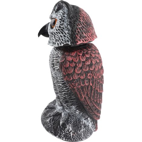 Leurre de hibou à tête branlante en plastique pour effrayer les oiseaux - Épouvantail - Faux hibou décoratif pour jardin extérieur (1/5)