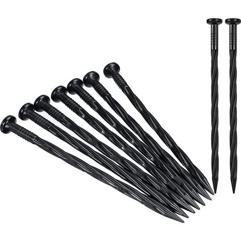 Lot de 50 piquets spiralés en nylon de 20 cm pour jardin, pelouse, toiles de paillage, gazon artificiel et tentes. (1/5)
