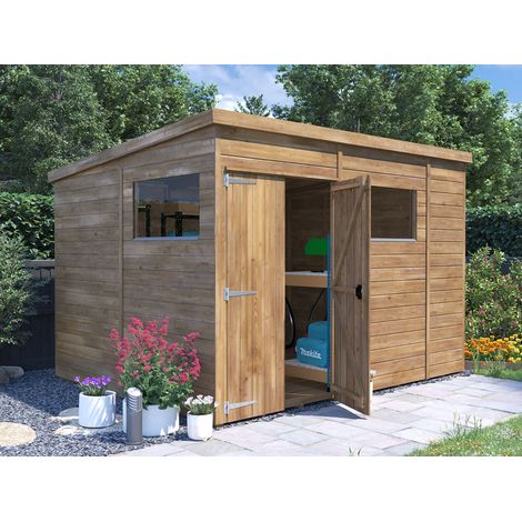 Dunster House Wooden Shed Garden Storage 3m x 2.4m Heavy Duty Wooden Window Overlord Pent (1/5)