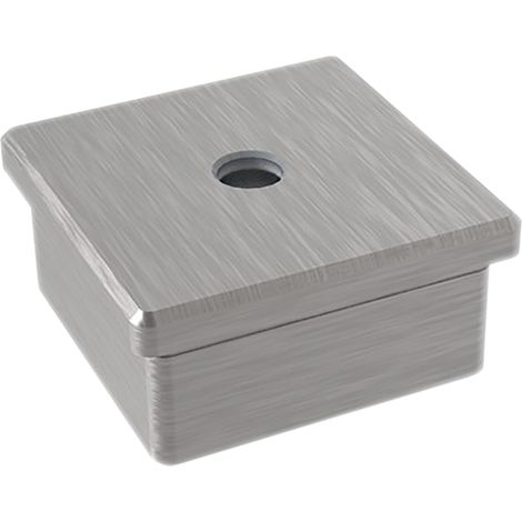 ECONOMY Endkappe eckig,hohl m.Mittelbohrung M8,40x40mm,Edelstahl geschliffen V2A