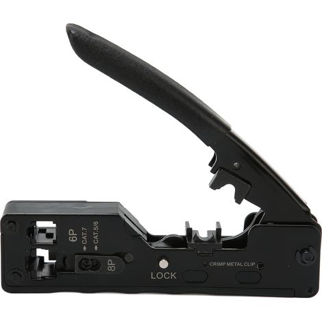 Pince à sertir RJ45 réglable avec verrou de sécurité et poignée antidérapante pour câbles Cat5e, Cat6a, Cat7a (1/5)