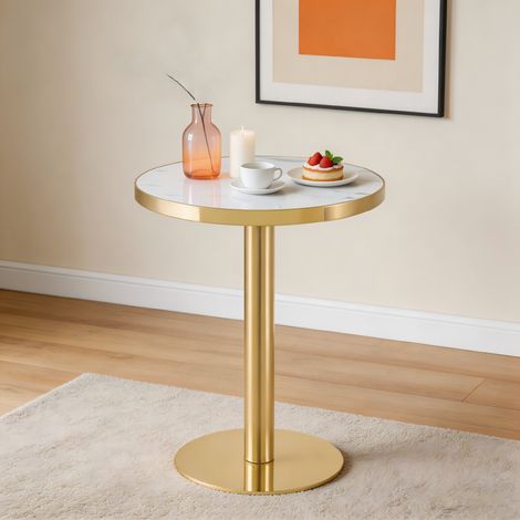 Mesa auxiliar redonda efecto mármol MDF OKMYHOME (1/5)