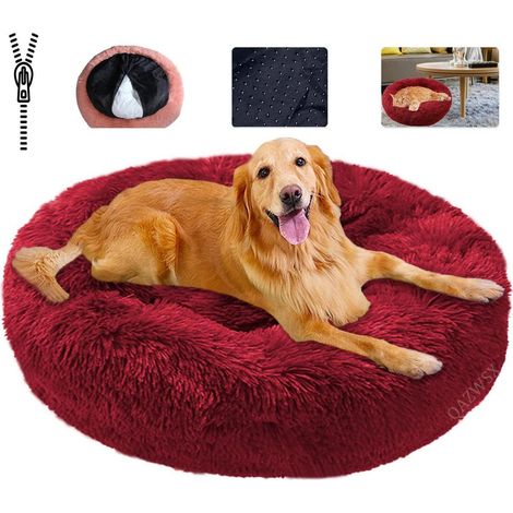 Lit pour animaux de compagnie douillet, lavable, apaisant, rouge, M-60cm