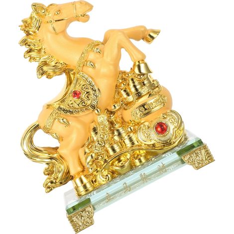 Statue de Cheval en Résine 115x70x160 Mm Sculpture Décorative de L'année du Cheval Décor de Bureau Maison Feng Shui Ornement de Prospérité pour Nouvel an Chinois (1/5)