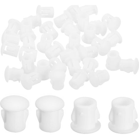 38Pcs Bouchon de Trou en Nylon, 4.5-5mm Diamètre de Trou Bouchon d'étanchéité Rond Souple et Flexible de Verrouillage Bouchons en Caoutchouc pour Bouteilles, Tuyaux, Cuisine, Blanc (1/5)