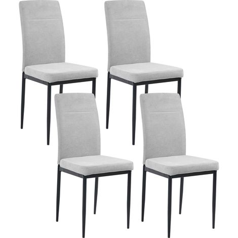 Conjunto de 4 sillas de comedor de tela tapicería de poliéster patas de hierro negro sin reposabrazos comedor gris Riner (1/5)