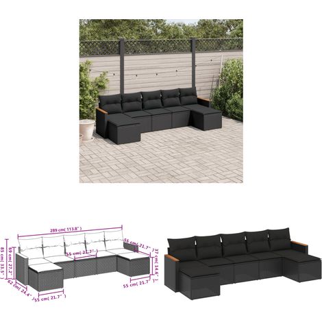 Salon de jardin 7 pcs avec coussins noir résine tressée - Ensemble Salon De Jardin - Salon De Jardin Extérieur - Meuble De Jardin - Mobilier De Jardin - Résine Tressée - Home & Living (1/3)