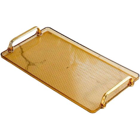 Serviertablett mit Griff, Teetablett, Kosmetiktablett, Tablett für den Couchtisch, Tablett für Desserts, Gästezimmer, Schlafzimmer-amber large (1/5)