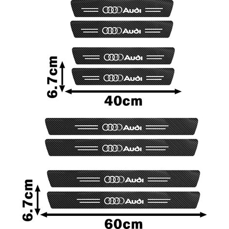 (8 pièces au-di) Autocollants décoratifs de seuil de porte en fibre de carbone pour Audi A7, A8, Q1, Q2, Sline, TT, A1, A2, A3, A4, A5, A6, Q3, Q4, Q5, Q6, Q7, Q8, TT, S3 et S (1/4)