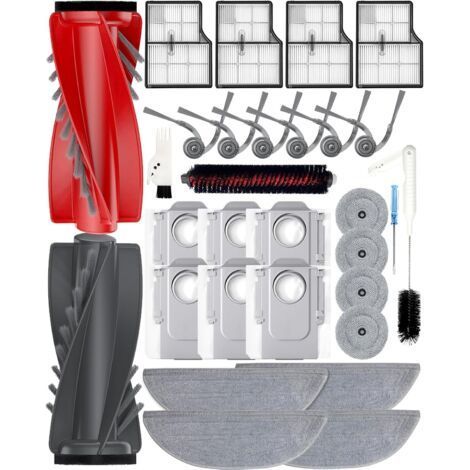Pour Roborock SAROS 10 / G30 – Lot de 30 accessoires : 2 brosses à rouleau, 6 brosses latérales, 4 filtres, 4 + 4 tampons de serpillère, 6 sacs à poussière, 1 brosse autonettoyante (1/4)