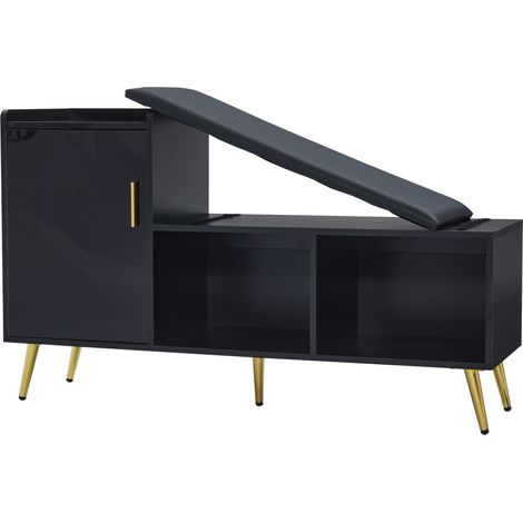 Hochglanz Schuhschrank mit gepolsterter Bank 120 x 35 x 71,5 cm MODENUIT (1/5)