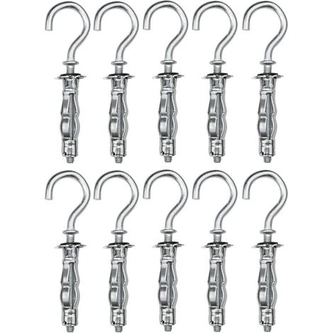 CSPARCV 10er-Packung – Spreizdübel Ø8x32 mm mit Haken, Scharnier und Schraube M4 – für Gipskarton- und Hohlwände – Stahl – Cr3+ verzinkt (1/4)