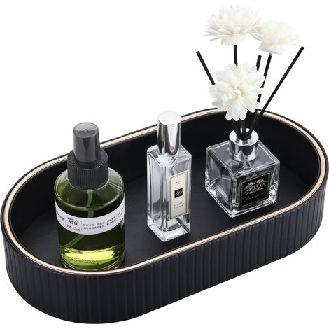 Plateau de Salle de Bain,Ovale Plateau Décoratif en Cuir Plateau à Bijoux Plateaux de Service Plateaux de Coiffeuse Vide Poche pour Salle de Bain,Coiffeuse,Toilette,Bougies,Cuisine (1/5)