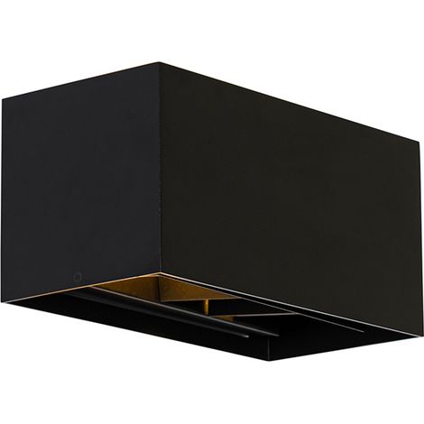 Moderne Wandleuchte schwarz rechteckig 2-flammig - Edwin