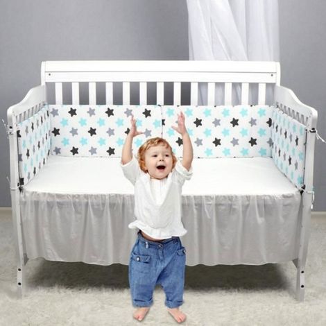 Tour de lit bébé 200 x 30 cm, coussin barrière anti-collision pour berceau contour lit bébé respirant en coton, nu TOUR DE LIT BEBE (1/4)