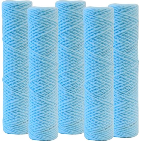 Lot de 5 Cartouches Bobinée Filtre à Eau Anti Sédiments 9 pouces 3/4 - 20 microns Compatibles Filtre 10 pouces