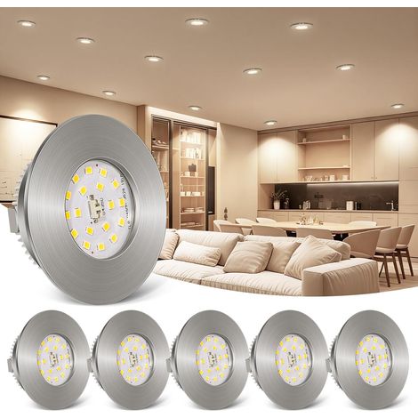 6 W Spot Encastrable LED 230V Blanc Neutre 4000K, Lot de 6 Spots LED Ultra Plats, Étanchéité IP44, Trou Φ 60-65mm, Spots de Plafond Pour Salle de Bain Cuisine Salon (1/5)
