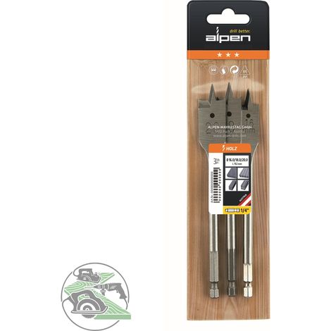 Alpen Flachfräsbohrer Set 3tlg Holz 16 18 20 mm in Plastiktasche 23700003100 (1/2)