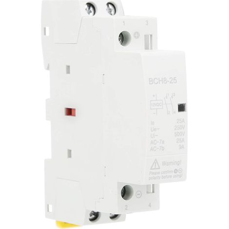 12V/24V DC 25A Schütz/Relais, 2 Schließerkontakte, geräuschlos, DIN-Schienenmontage, für Solaranlagen, Hausautomation und Industrieautomation (1/5)
