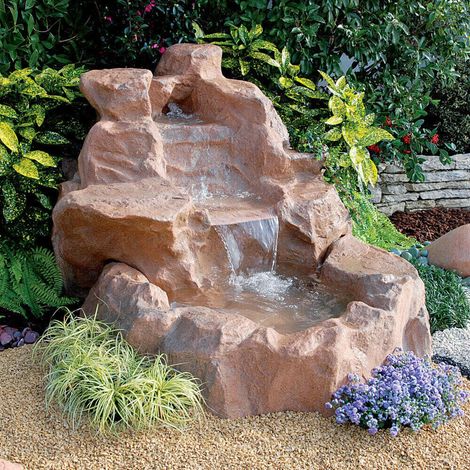 Cascata Artificiale Roccia da Giardino 185x145x110 cm in Vetroresina con Pompa (1/3)