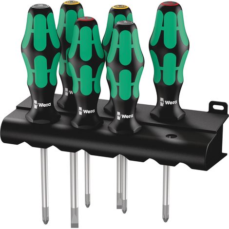 Wera, 335/350/355/6 Assortimento di giraviti Kraftform Plus Lasertip + rack, 6 pezzi (1/4)
