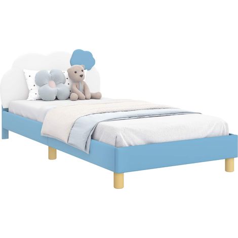 Children's Bed Frame with Headboard Blue 80 x 200 cm PU vidaXL