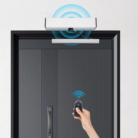 Automatischer Türöffner, Elektrischer Türantrieb mit 2 Fernbedienungen und Zugangskontrolle, Einstellbare Geschwindigkeit/Stoppzeit/Winkel/Kraft (1/5)